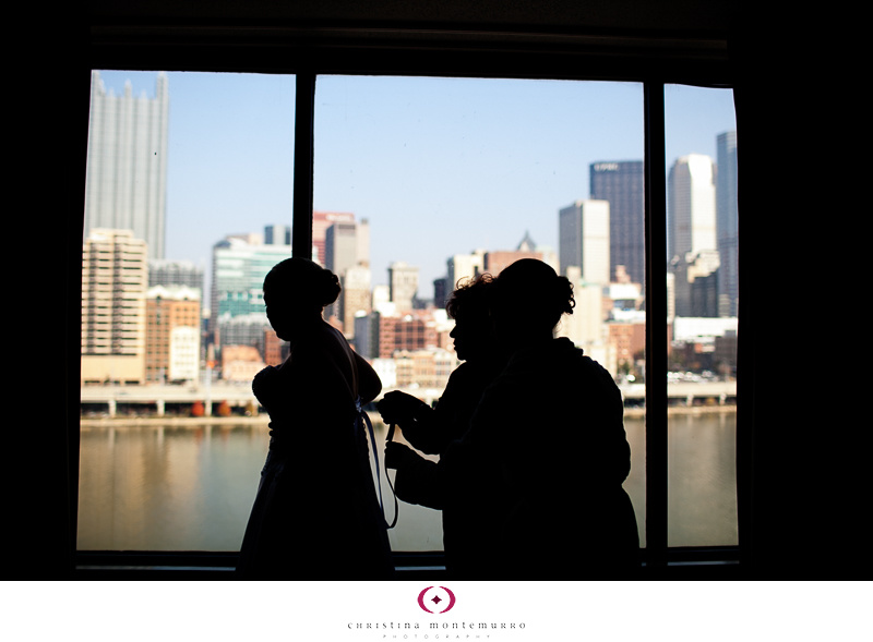 Dana Brad Sheraton Station Square Pittsburgh Wedding Photos silhouette