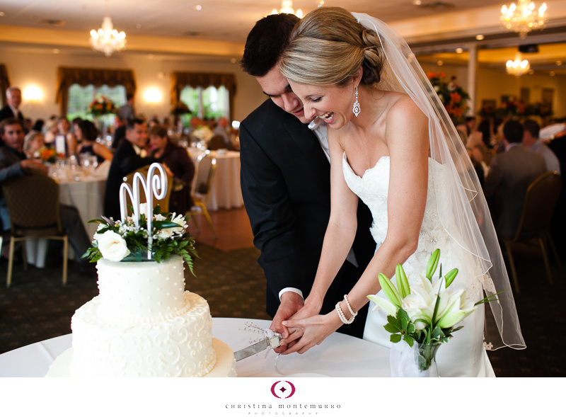 Lindsey Dan Cake Cutting Twelve Oaks Mansion Wedding Cranberry