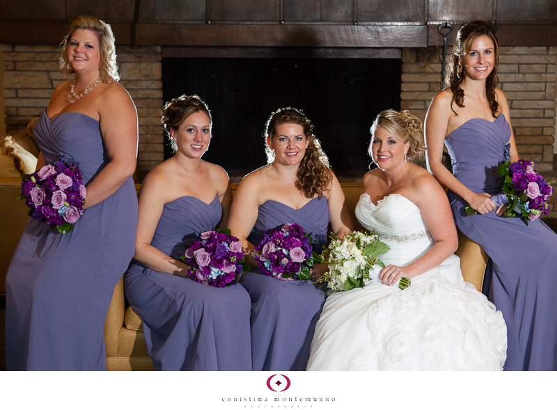 Rainy day inside bride and bridesmaids portrait Westmoreland Country Club Wedding