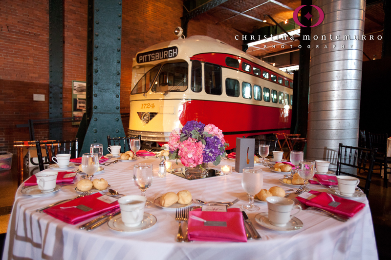 Heinz History Center Pittsburgh Great Hall Wedding Reception Trolley