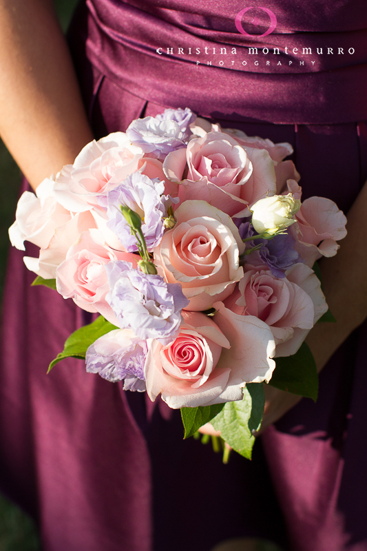 Blumengarten pink and lavender bridesmaid bouquet, Pittsburgh wedding photographer, Pittsburgh Wedding Photography, purple bridesmaid dress