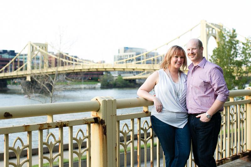 Rebekah Matt Downtown Pittsburgh Spring Engagement Photos Roberto Clemente Bridge