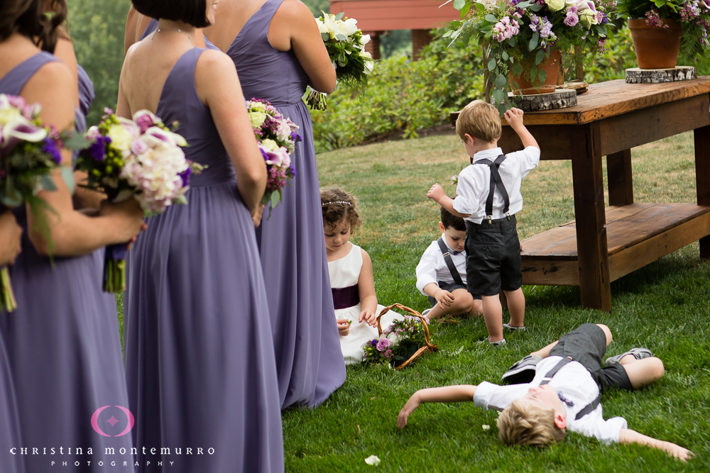 Children at Wedding Ceremony Rebekah Matt Edgewood Country Club Pittsburgh Wedding Photography