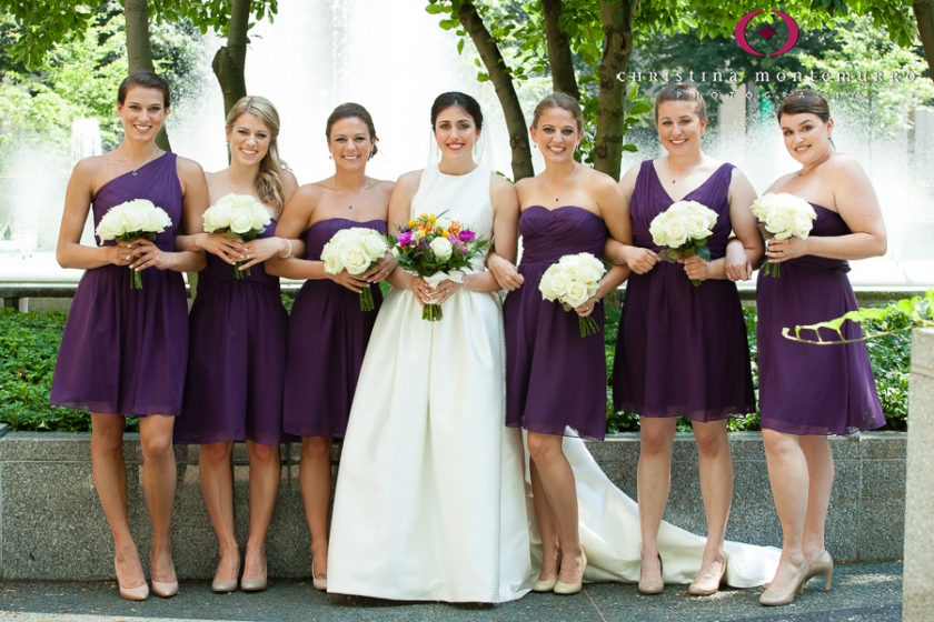 Pittsburgh Wedding Photos Bride and Bridesmaid Portrait Mellon Square Plaza