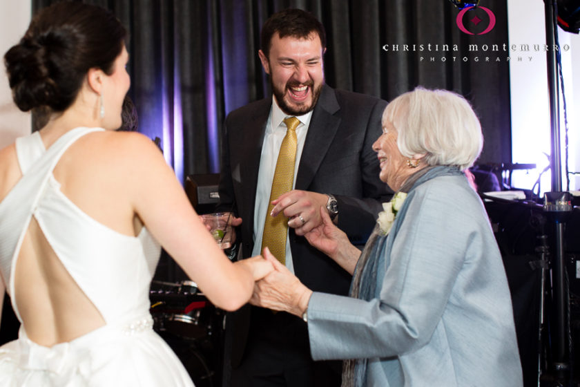 Kimpton Hotel Monaco Pittsburgh Wedding Photos Sheffield Ballroom Bride and Groom Dancing with Grandmother 