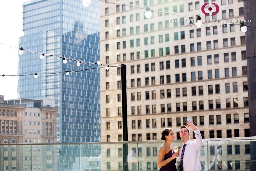 Hotel Monaco Pittsburgh Wedding Photography Rooftop Patio Cocktail Hour