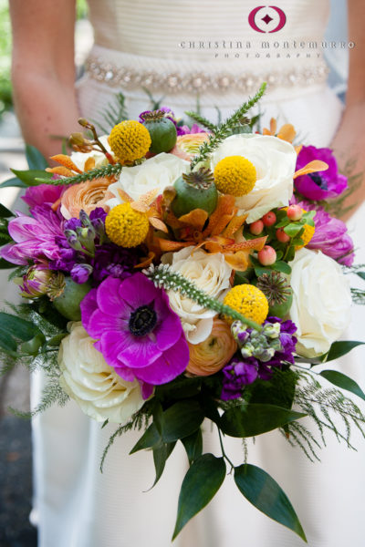 Pittsburgh Wedding Photography Bridal Bouquet Bridesmaid Bouquet Makara orchids, roses, dahlias, stock, crispedia, rununculus, anemones, poppy pods, hypericum and italian ruskus