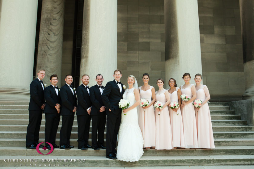 Pittsburgh Wedding Photographer Bridal Party Mellon Institute Columns Pillars