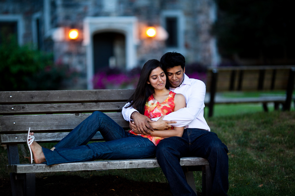 Christina Montemurro Engagement Portfolio - couple on bench