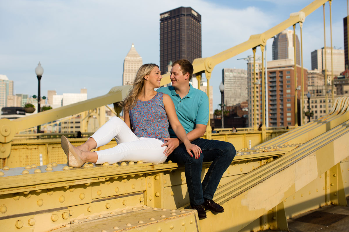 Christina Montemurro Engagement Portfolio - couple on pittsburgh bridge