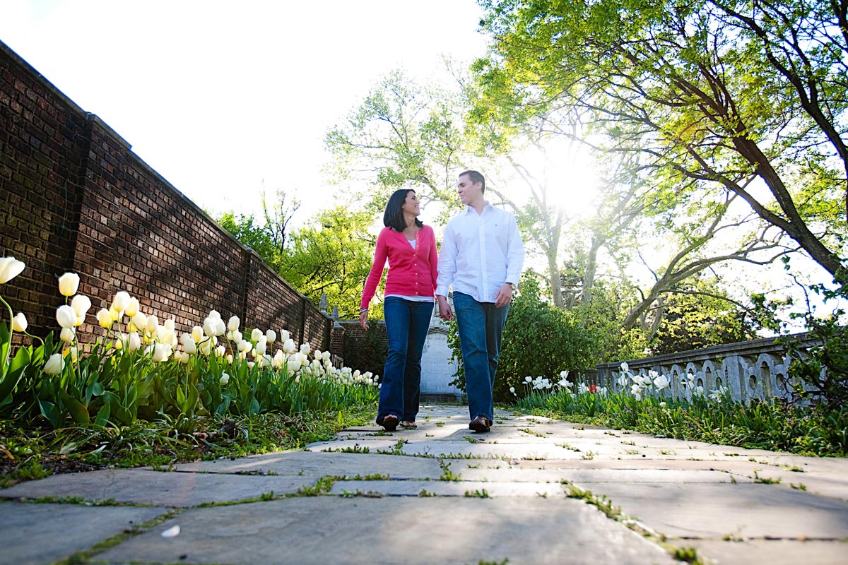 Christina Montemurro Engagement Portfolio - engaged couple walking