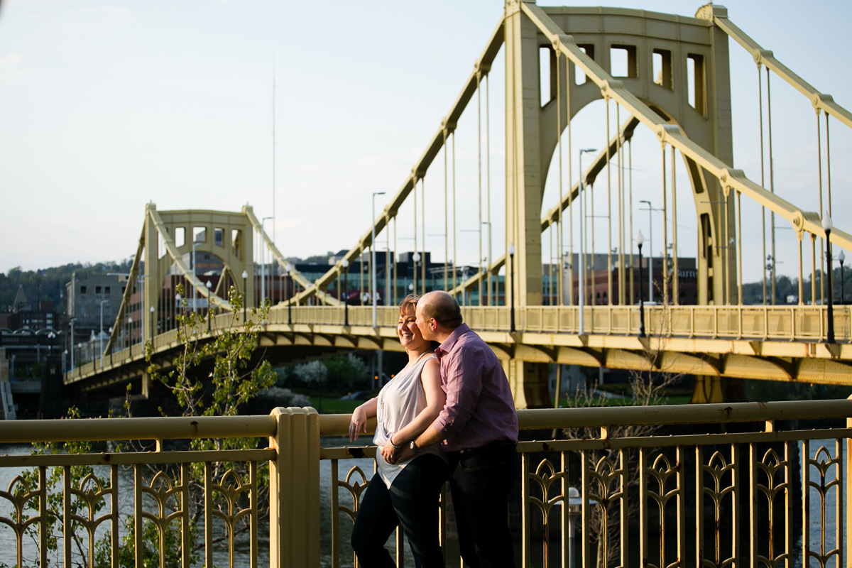 Christina Montemurro Engagement Portfolio - downtown pittsburgh yellow bridge