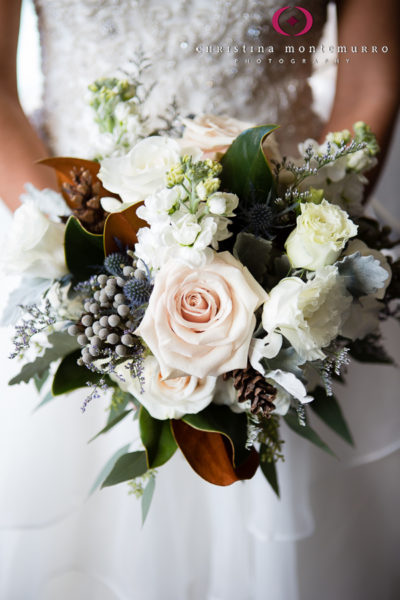 Winter Rustic Bouquet Roses Pine Cone