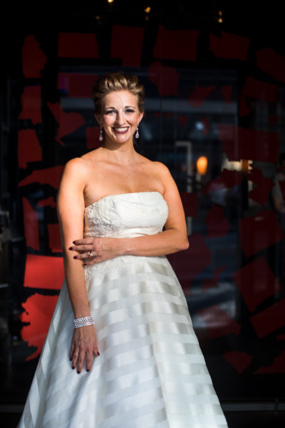 Bride in Doorway of Revel and Roost Downtown Pittsburgh