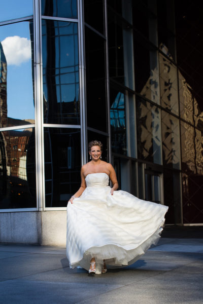 Bride Walking in PPG Plaza