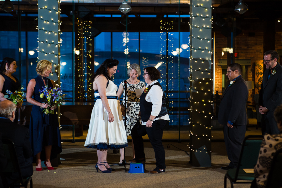 Bride Uses Stepstool for her First Kiss with her new wife