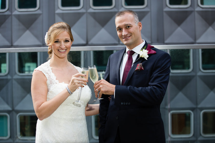 Bride and Groom Champagne Toast - Kimpton Hotel Monaco Rooftop