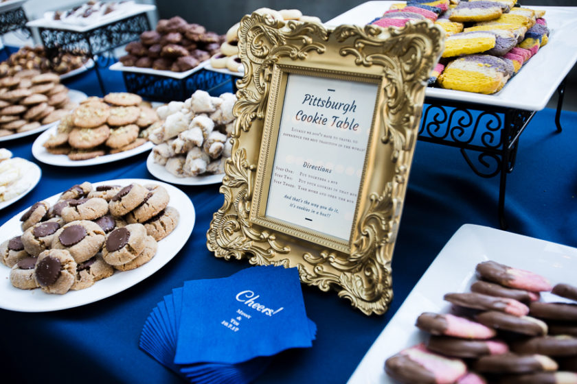 PPG Winter Garden Pittsburgh Cookie Table with Blue Linens