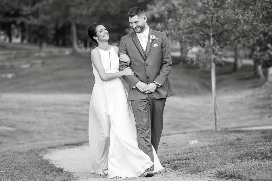 Happy Bride and Groom Walking at Washington's Landing