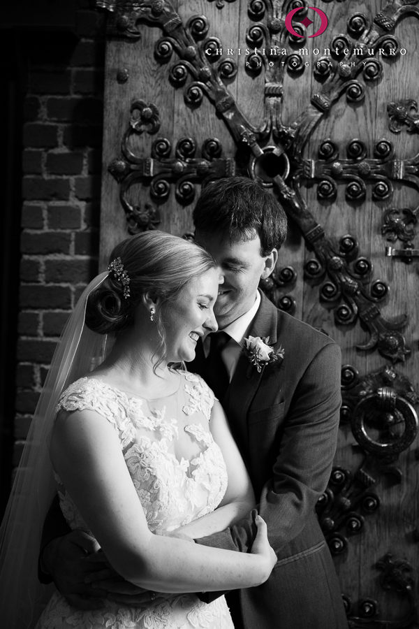 Bride and Groom in front of Antique Iron Door at Heinz History Center