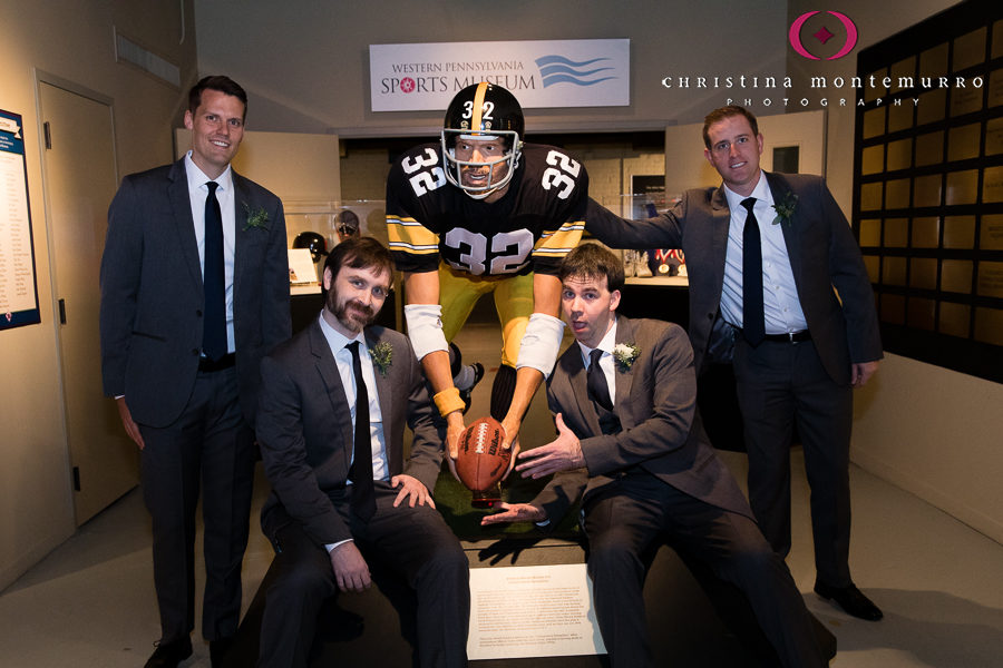 Groom and Groomsmen with Franco Harris Statue