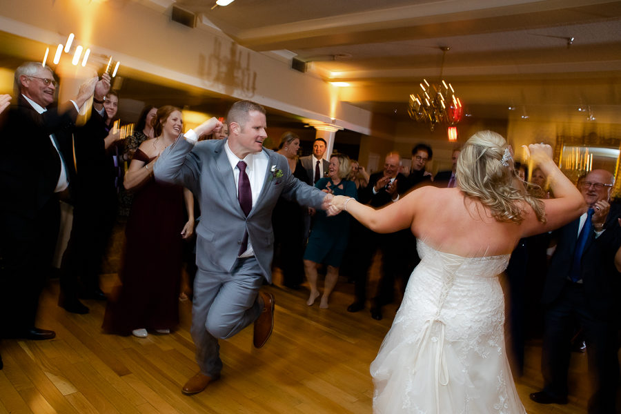 Bride and Groomsman Dancing at Shannopin Country Club