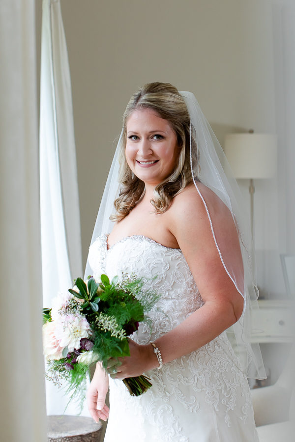 Bride in Strapless Dress Before Wedding