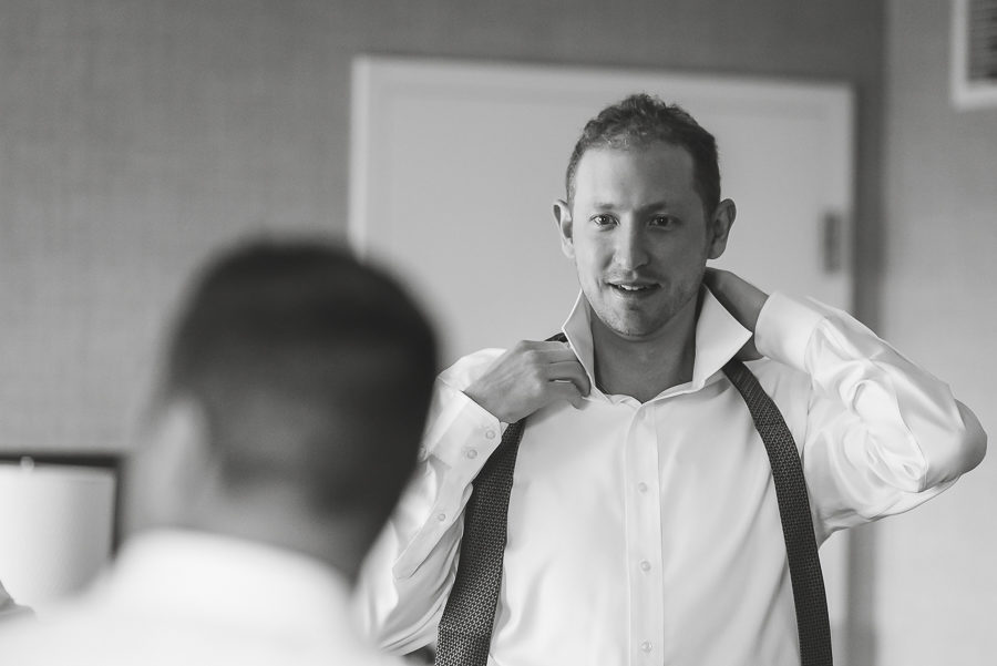 Groom getting ready at Westin Convention Center Hotel Pittsburgh