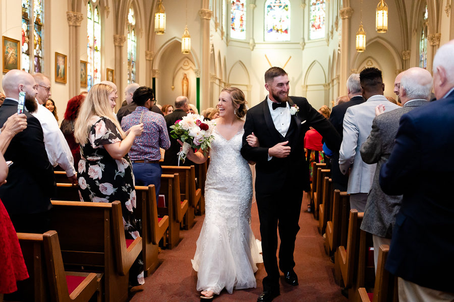 Bride and Groom Walking out of Wedding Ceremony