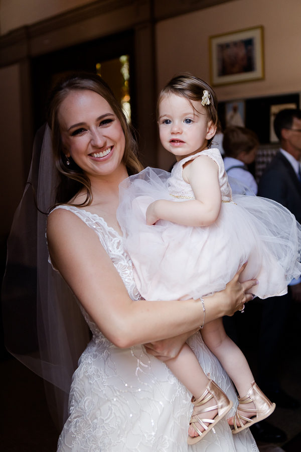 Bride with flower girl niece